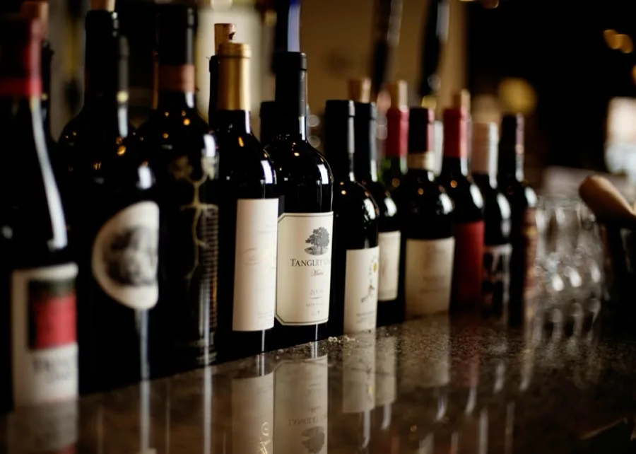 Wine selection at the Ella's bar